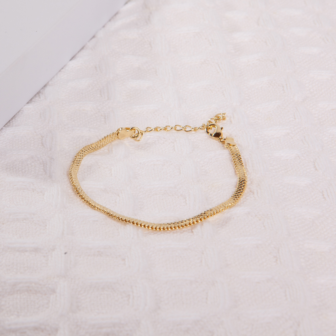 Pulseira malha trabalhada achatada